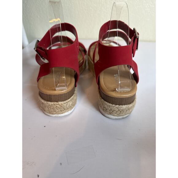 Soda Women's Bryce 2 Espadrille Platform Sandal Comfort Strappy Size 10 Red - Picture 5 of 5